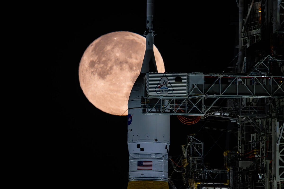 Tres años y cuatro meses después del despegue de la misión Artemis I sin tripulantes, Artemis II con cuatro astronautas está programada para levantar el vuelo el 1 de abril desde el Centro Espacial Kennedy - PHOTO/Nasa-Sam Lott