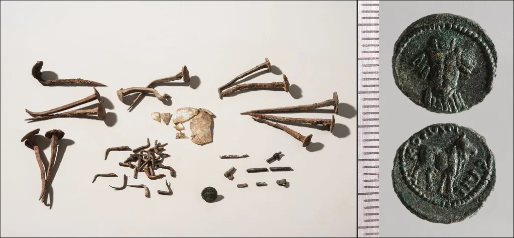 Clavos recuperados de una tumba de cremación de época imperial en Sagalassos