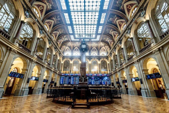 Interior del Palacio de la Bolsa de Madrid, a 20 de marzo de 2026, en Madrid (España). 