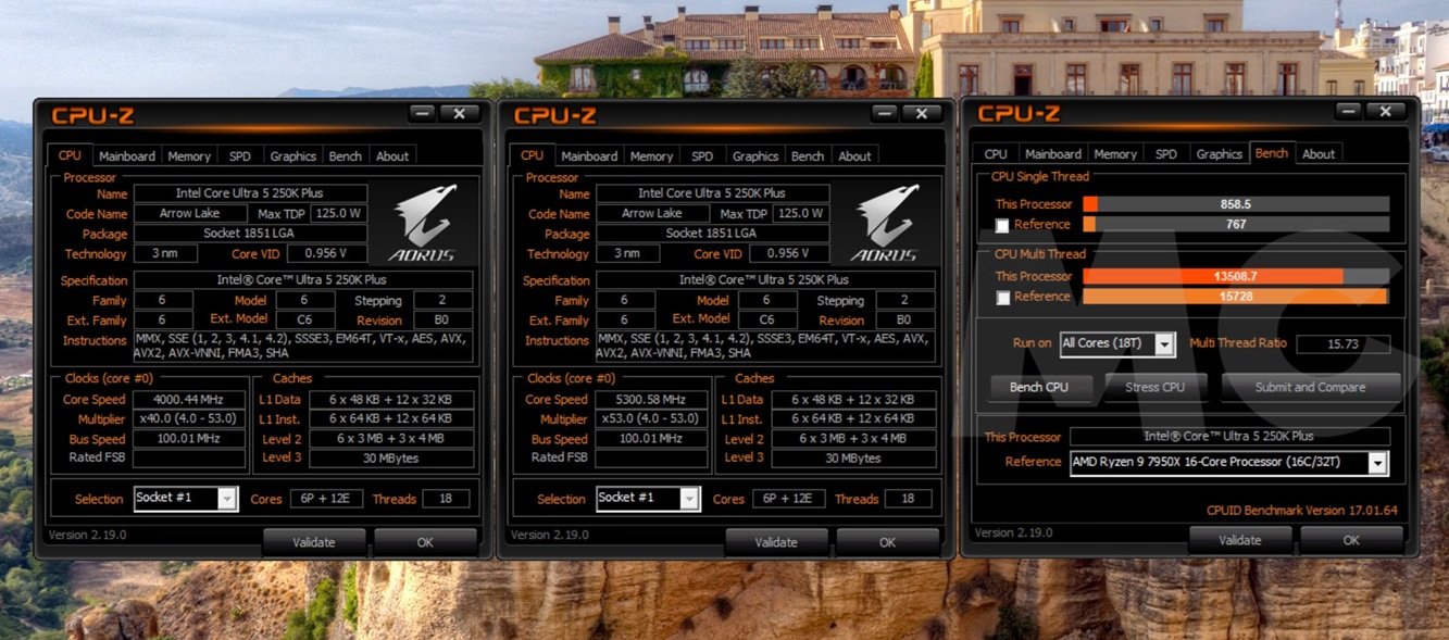 intel core 5 250k plus cpuz
