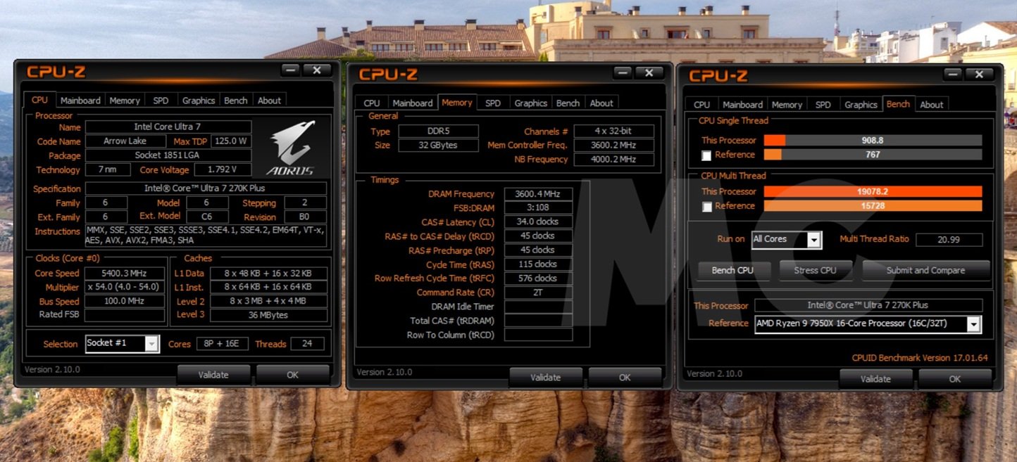 intel core 7 270k plus cpuz