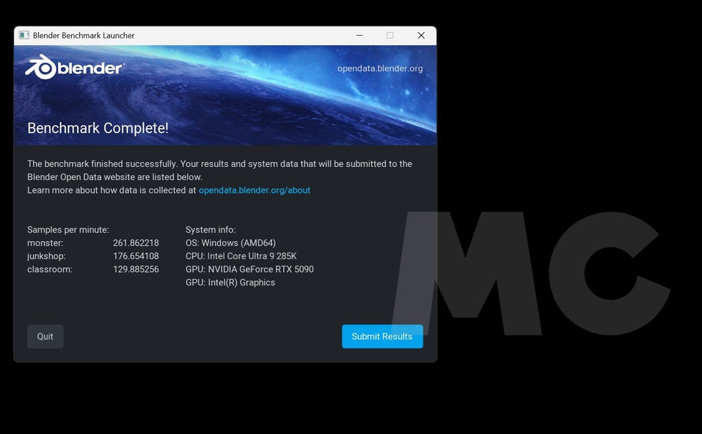 intel core ultra 9 285k blender