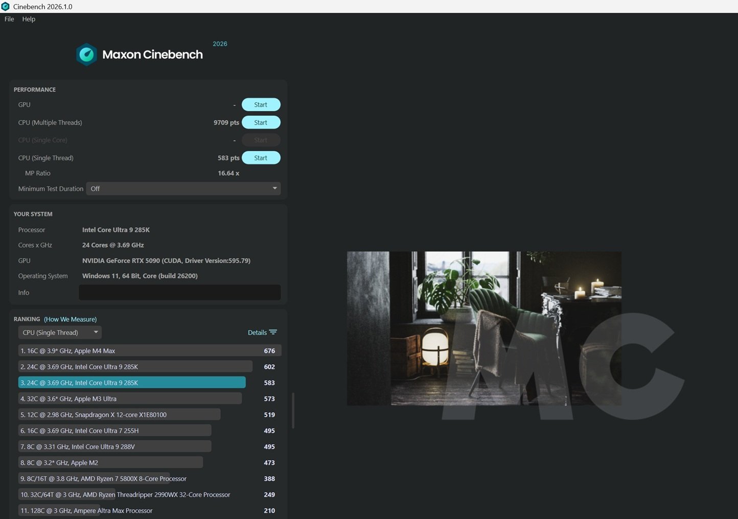 intel core ultra 9 285k cb26