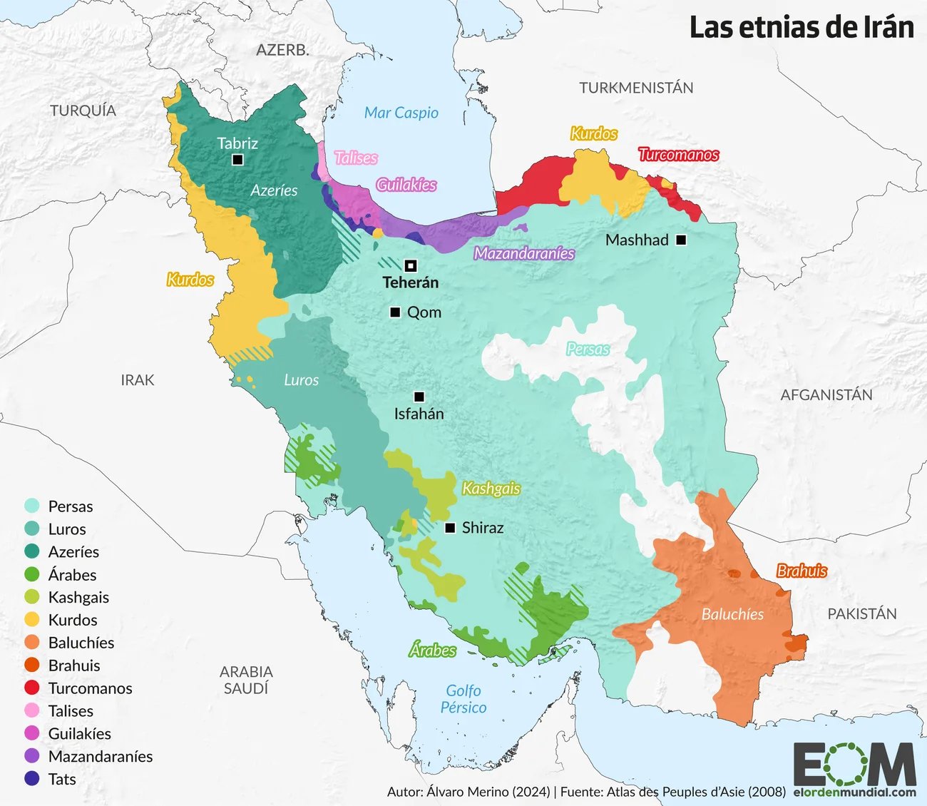 El mapa de las etnias de Irán