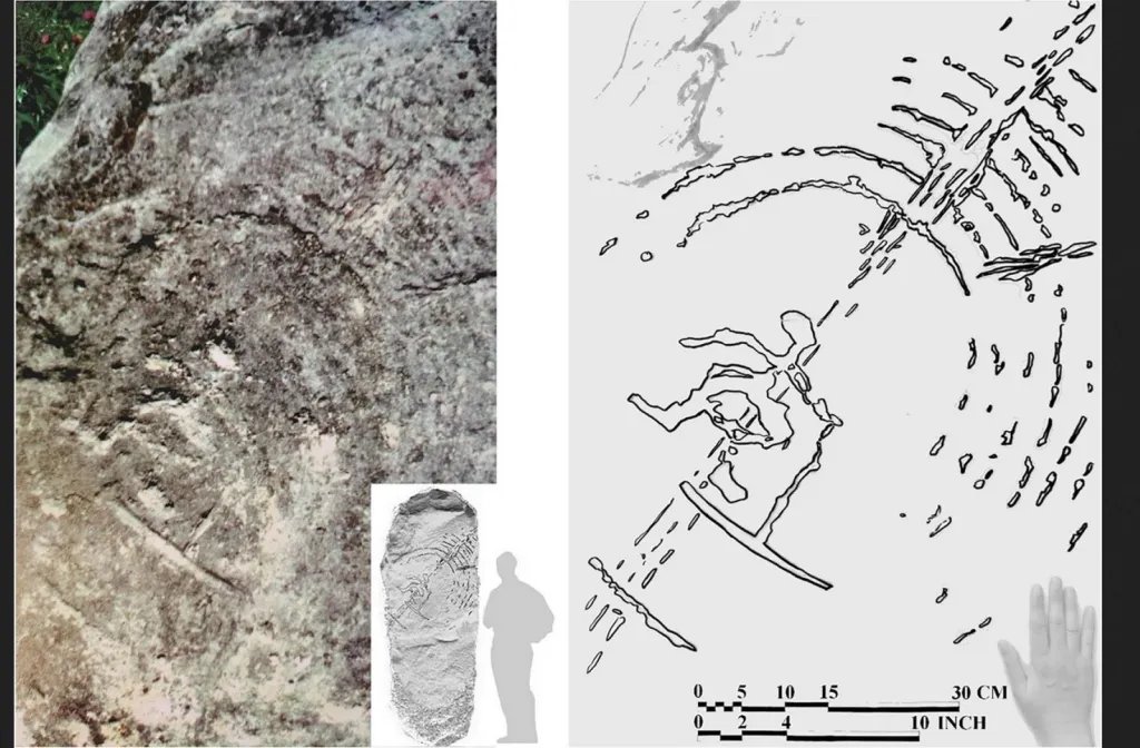 Grabado rupestre de figura humana