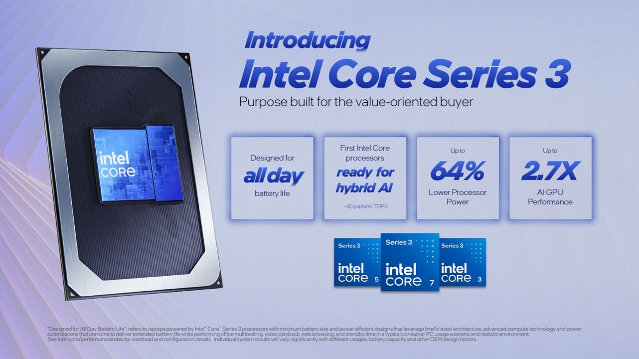 Intel Core Series 3 procesadores claves