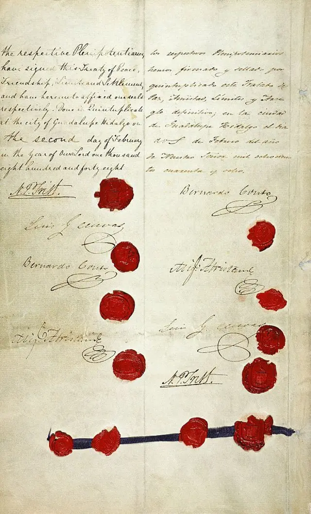 La página de firmas del Tratado de Guadalupe-Hidalgo