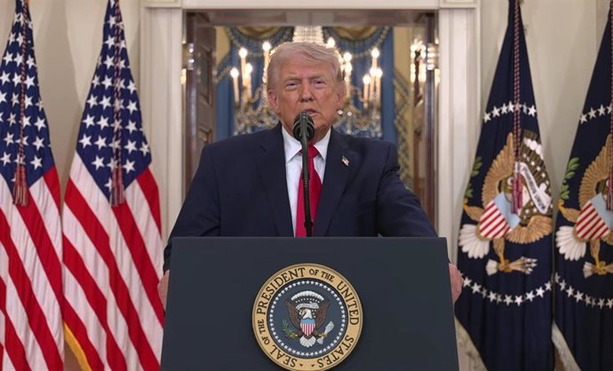 El president d'Estats Units, Donald Trump, durant la seua al·locució des de la Casa Blanca