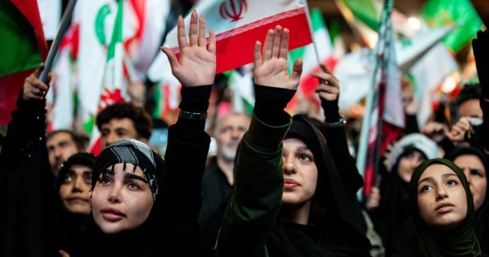 April 8, 2026, Tehran, Iran: Iranian pro-government supporters take part in a rally.