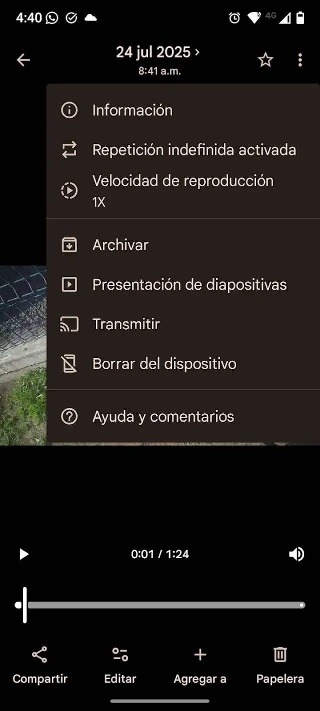 Control de velocidad de reproducción en Google Fotos