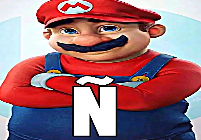 Un ejemplo de 'shitposting'; Mario distorsionado junto a la letra Ñ (Exacto: esta imagen no tiene lógica).