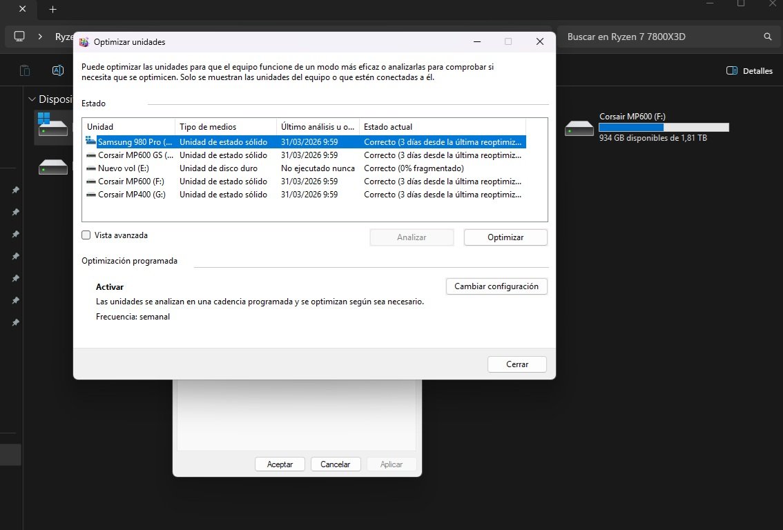 optimizar unidad SSD