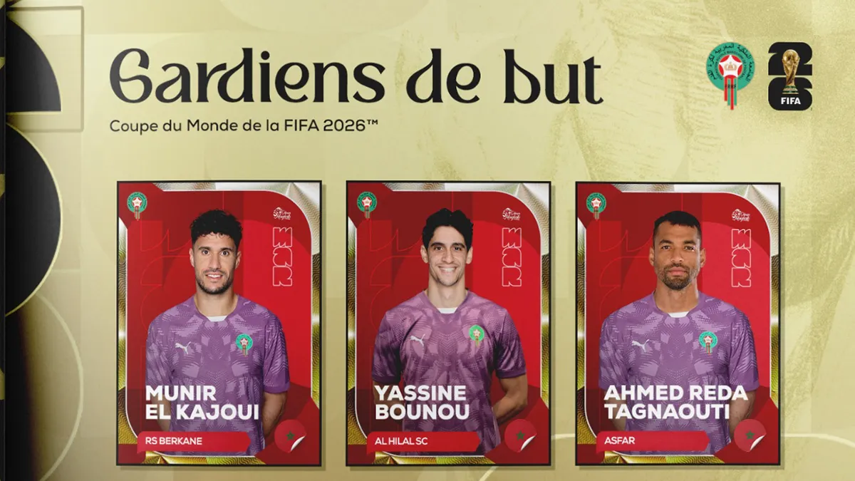 Yassine Bounou (Al-Hilal), acompañado por Munir El Kajoui (RS Berkane) y Ahmed Reda Tagnaouti (MAS Fès) - PHOTO/FRMF