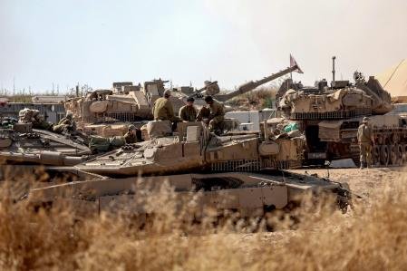 Posición del Ejército israelí en la frontera con Gaza 