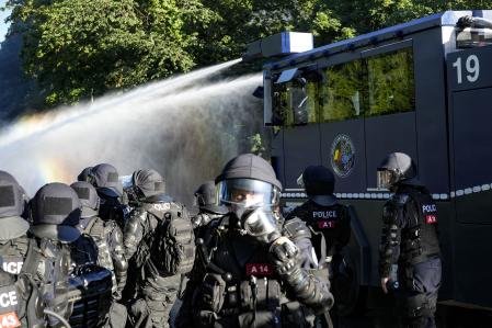 Durante la manifestación se ha desplegado un amplio dispositivo policial
