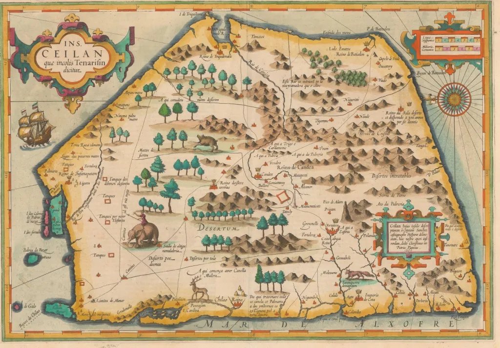 Mapa de Sri Lanka siglo XVI Fuente Wikimedia
