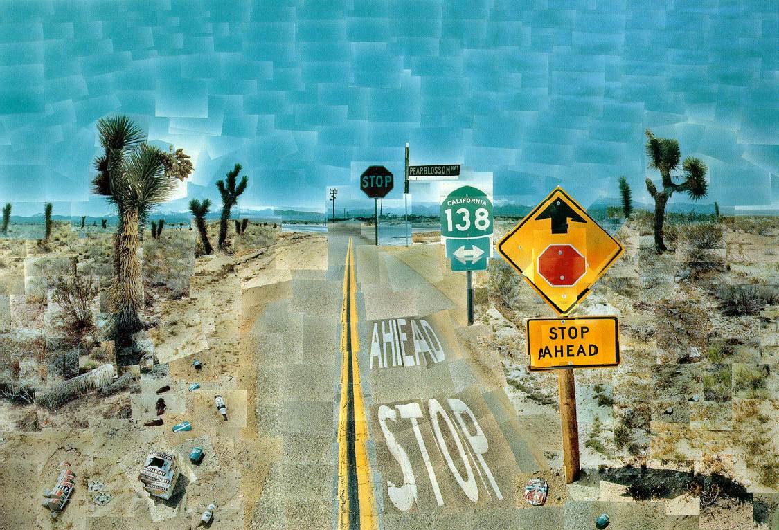 'Pearblossom Highway, 11-18 April 1986', montaje de fotografías de David Hockney.
