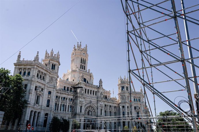 Misa en Cibeles y encuentro con la cultura y el deporte, actos centrales de la segunda jornada del Papa en Madrid Continúan los preparativos para la visita del Papa, en la plaza de Cibeles, a 28 de mayo de 2026, en Madrid (España). Madrid afronta importantes restricciones de tráfico entre el 3 y el 9 de junio por los preparativos y la visita del Papa León XIV, con es