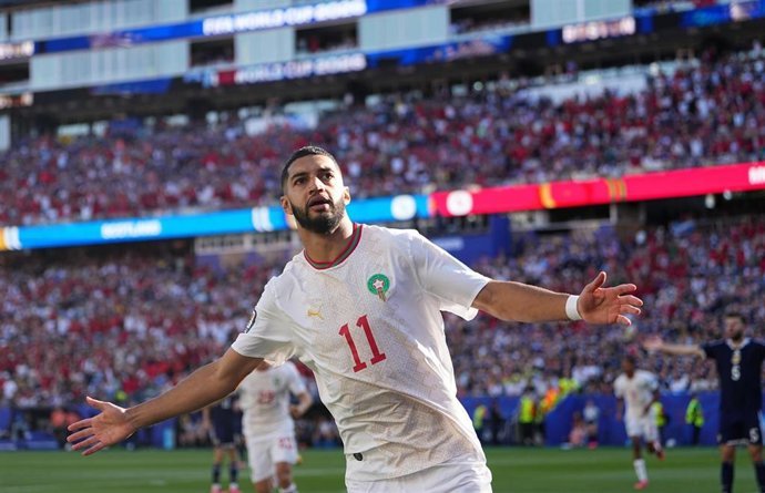 Marruecos demuestra su buen nivel ganando a Escocia Ismael Saibari celebra un gol.