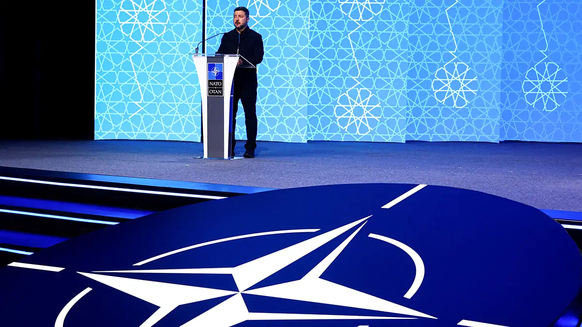 <p>El presidente de Ucrania, Volodymyr Zelenskiy, en el Foro de la Industria de Defensa de la Cumbre de la OTAN, al margen de la Cumbre de líderes de la OTAN, en Ankara, Turquía, el 7 de julio de 2026 - REUTERS/ YVES HERMAN</p>

