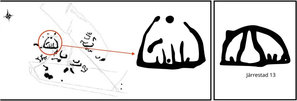 Panel 18 de Laje da Churra con el petroglifo de un barco triangular
