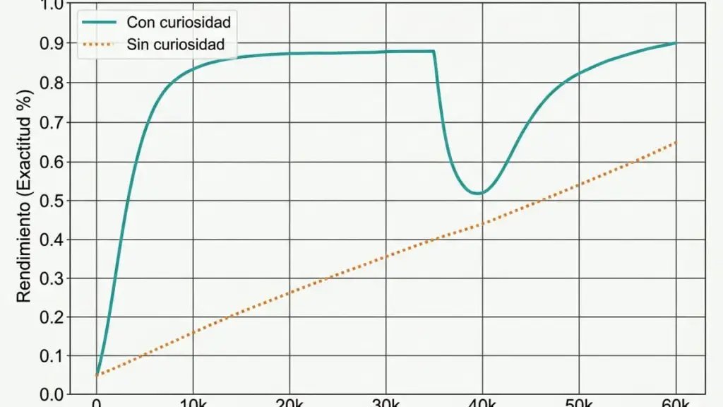 Gráfico de éxito de robots con curiosidad