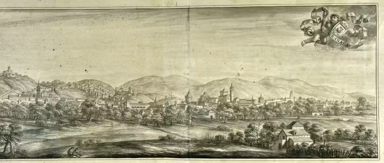 Mitad derecha de la vista de Granada de Pier María Baldi.