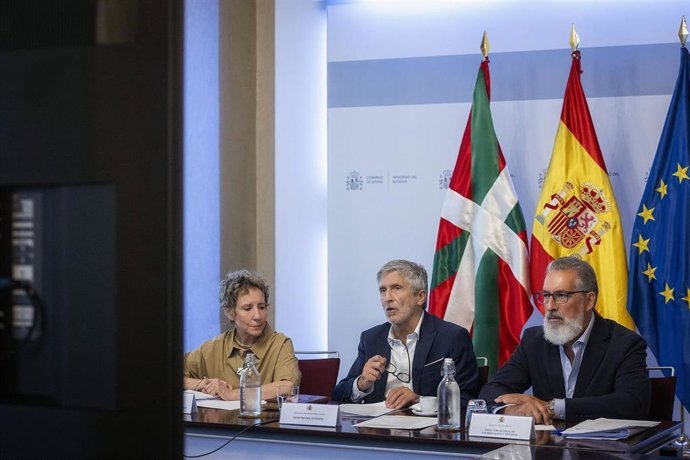 Policías critican a Interior por "debilitar" las competencias de extranjería tras el acuerdo con la Ertzaintza El ministro del Interior, Fernando Grande-Marlaska, durante la reunión de la Junta de Seguridad del País Vasco