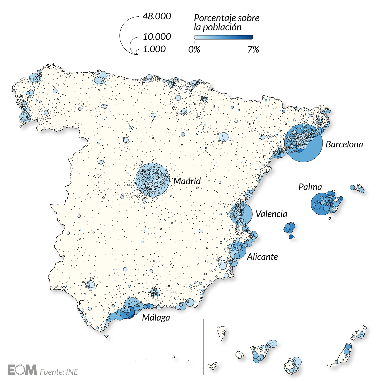 El mapa de los argentinos en España