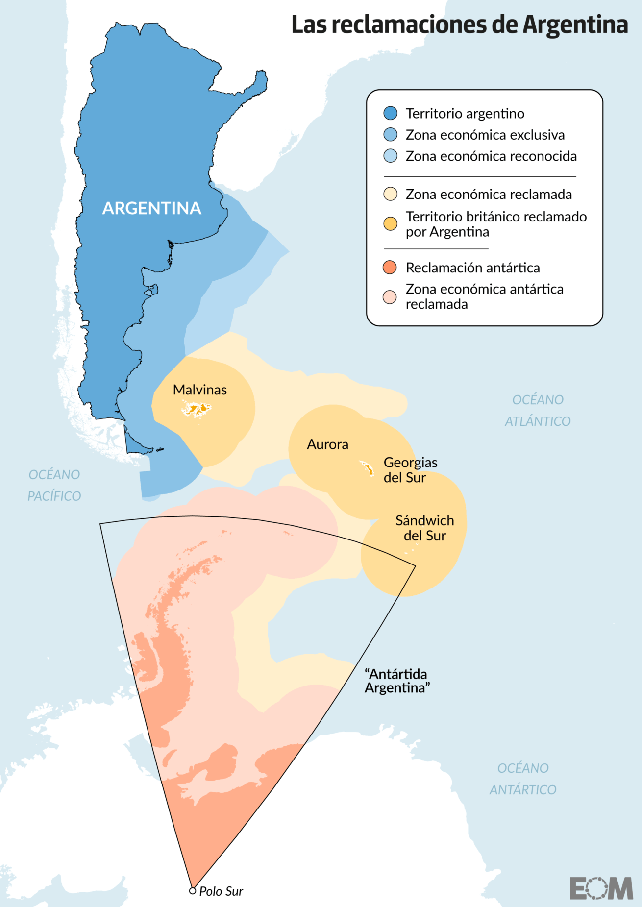 El mapa de las reclamaciones de Argentina