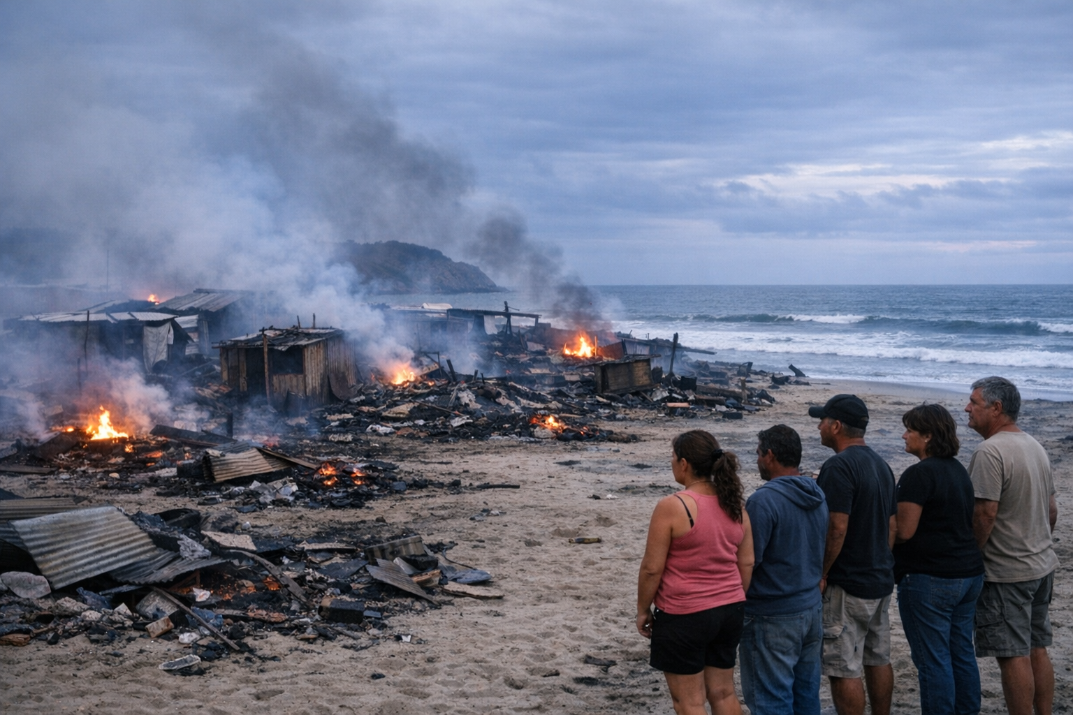 Ceuta: incendios, saqueos y miedo en la playa de Benítez