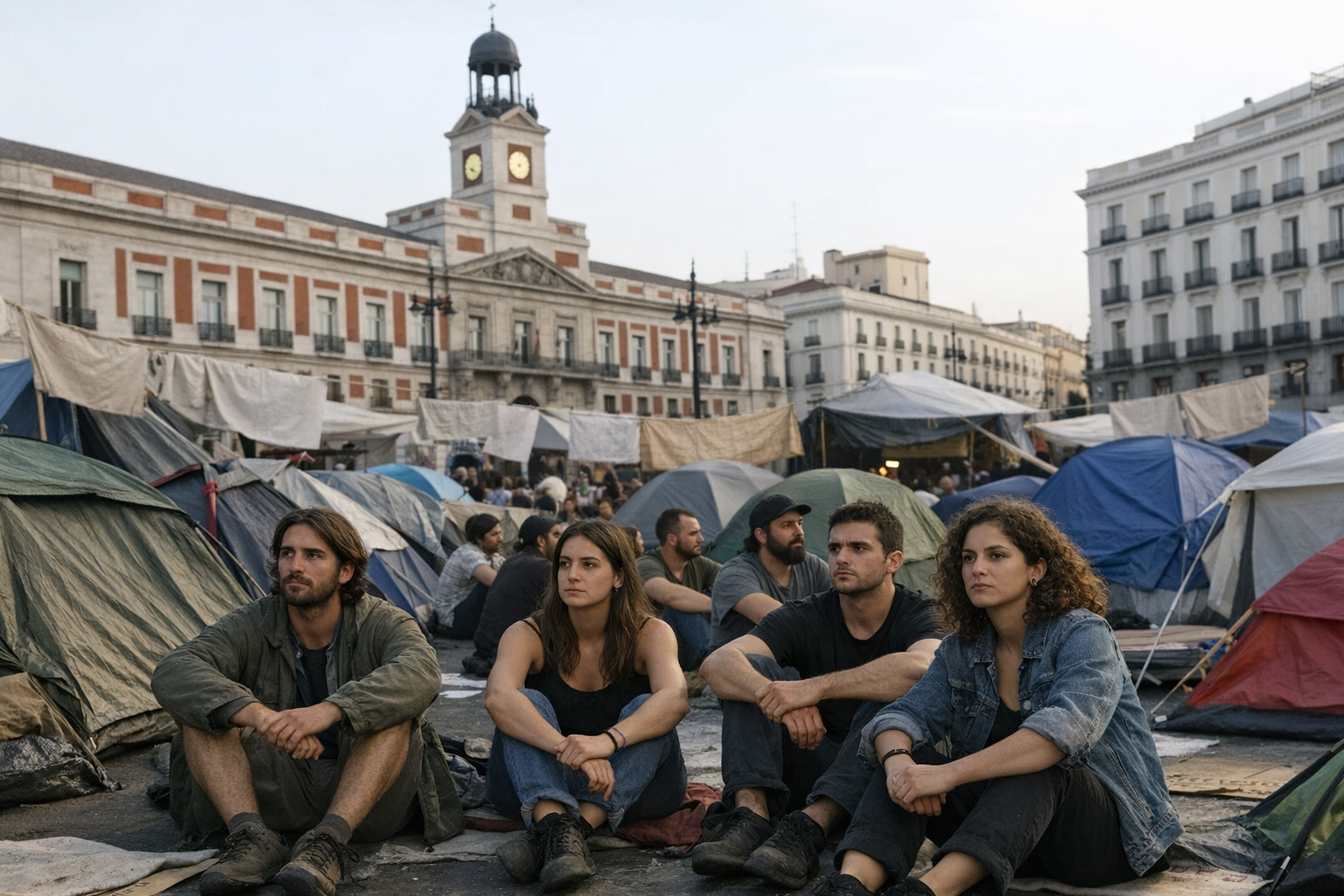 Ultimátum en Sol: jóvenes mantienen un campamento hasta la decisión del Gobierno Ultimátum en Sol: jóvenes mantienen un campamento hasta la decisión del Gobierno