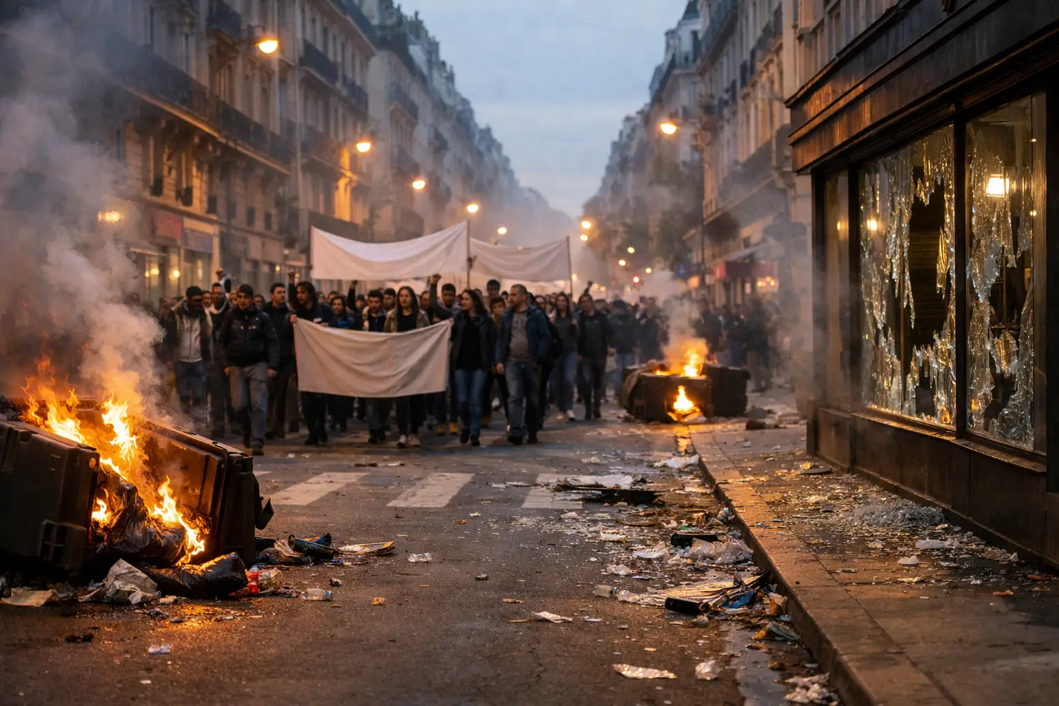 Protestas en Francia: las demandas estudiantiles, ocultas por incendios y destrozos