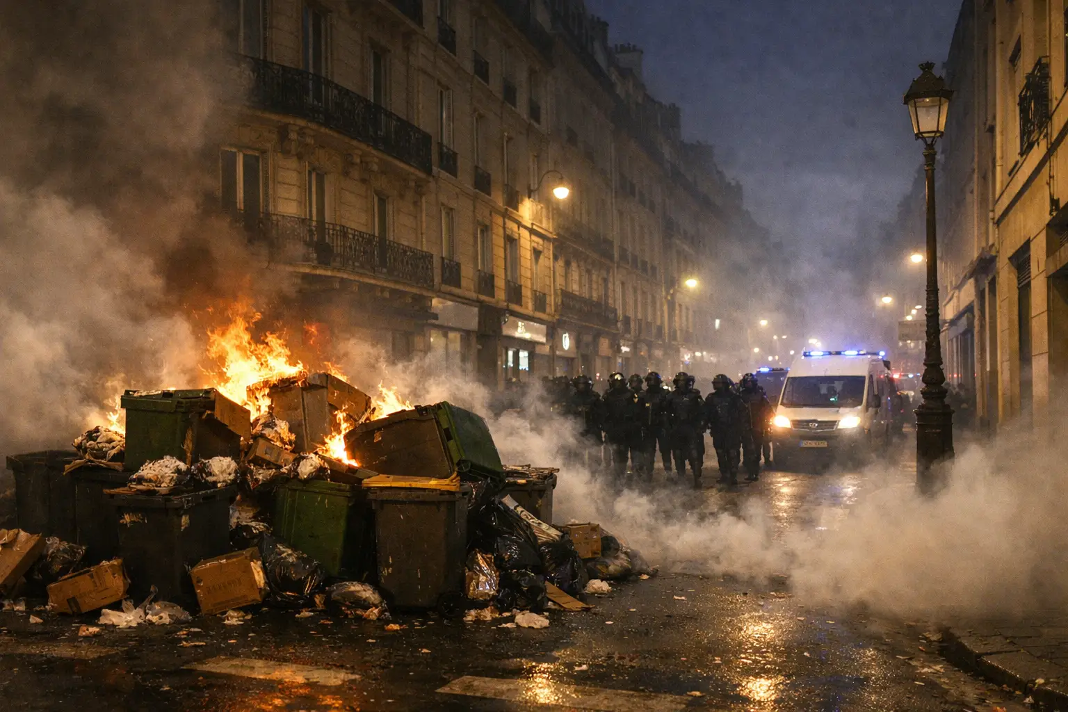 Barricadas y humo: noche de disturbios en el tercer distrito de París